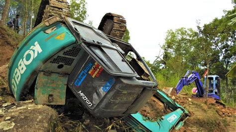 mini excavator tipped over|mini tip over.